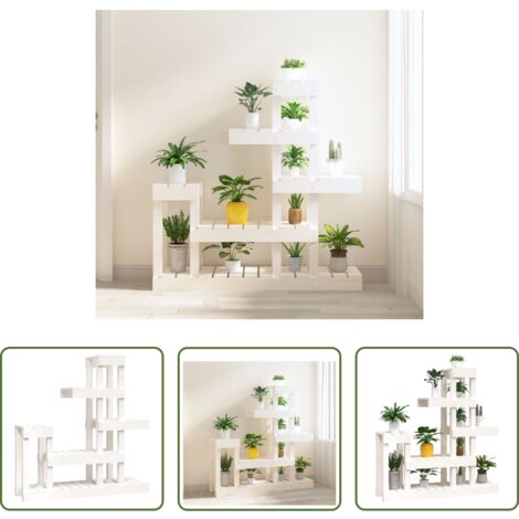 vidaXL Piante in vaso -  Supporto per Piante Bianco 92x25x97cm Legno Massello di Pino