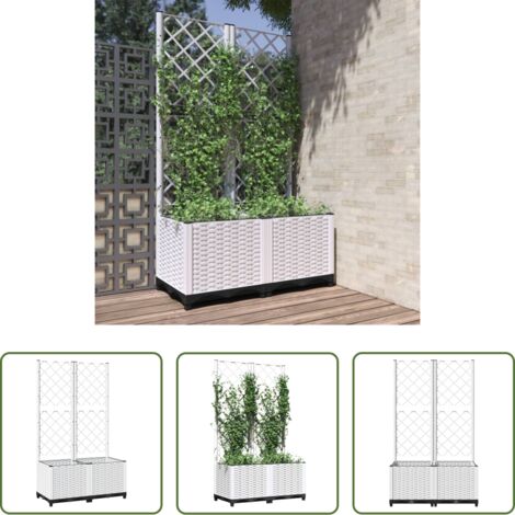vidaXL Piante rampicanti -  Fioriera da Giardino con Graticcio Bianco 80x40x136 cm PP