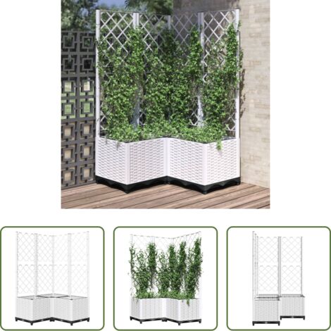 vidaXL Piante rampicanti -  Fioriera da Giardino con Graticcio Bianco 80x80x136 cm PP