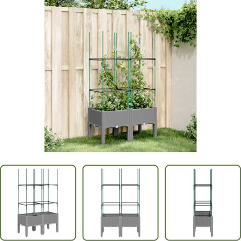 vidaXL Piante rampicanti -  Fioriera da Giardino con Graticcio Grigio 80x40x142,5cm PP