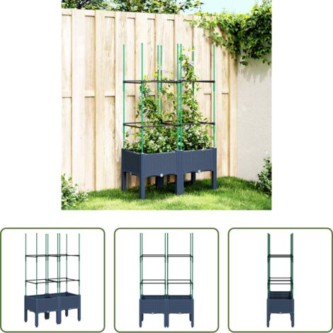 vidaXL Piante rampicanti -  Fioriera da Giardino con Graticcio Grigio Blu 80x40x142,5cm PP