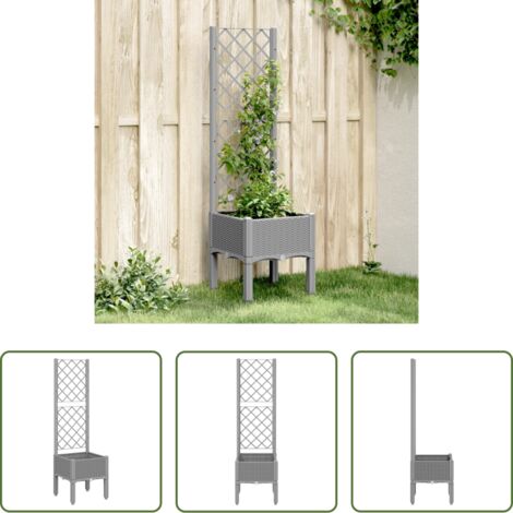 vidaXL Piante rampicanti -  Fioriera da Giardino con Graticcio Grigio Chiaro 40x40x142cm PP