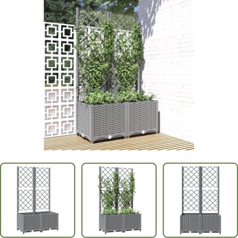 vidaXL Piante rampicanti -  Fioriera da Giardino con Graticcio Grigio Chiaro 80x40x136cm PP