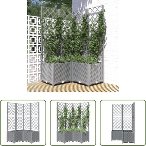 vidaXL Piante rampicanti -  Fioriera da Giardino con Graticcio Grigio Chiaro 80x80x136cm PP