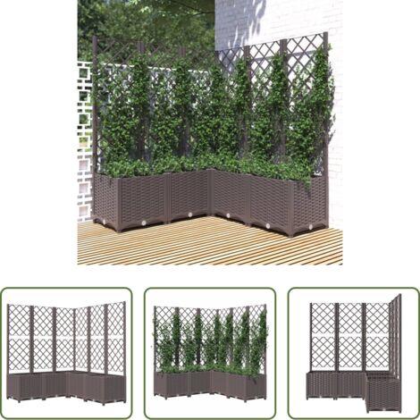vidaXL Piante rampicanti -  Fioriera da Giardino con Graticcio Marrone 120x120x136 cm in PP