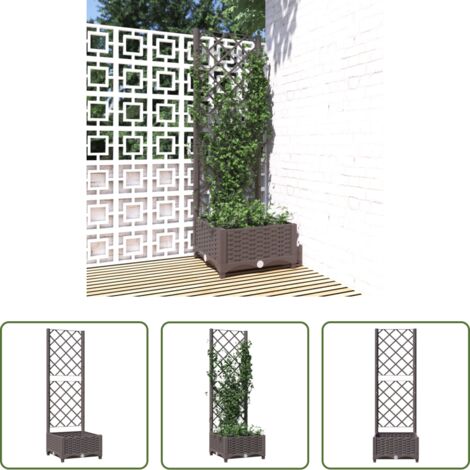 vidaXL Piante rampicanti -  Fioriera da Giardino con Graticcio Marrone 40x40x121,5 cm in PP