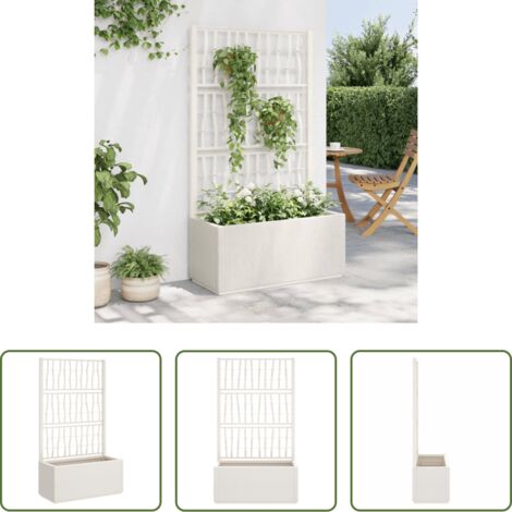vidaXL Piante rampicanti -  Fioriera da Giardino con Traliccio Bianco 80x36x140 cm PP