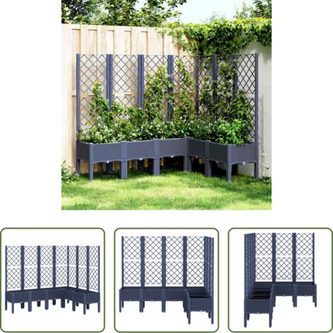 vidaXL Piante rampicanti -  Fioriera Giardino con Graticcio Grigio Blu 160x120x142 cm PP