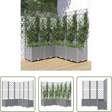 vidaXL Piante rampicanti -  Fioriera Giardino con Graticcio Grigio Chiaro 120x120x136cm PP