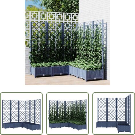 vidaXL Piante rampicanti -  Fioriera Giardino e Graticcio Grigio Blu 120x120x121,5 cm PP