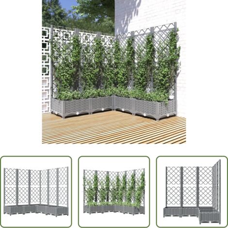 vidaXL Piante rampicanti -  Fioriera Giardino e Graticcio Grigio Chiaro 120x120x121,5cm PP