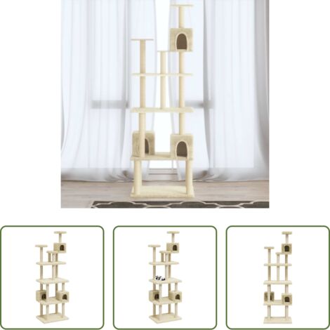 vidaXL Piattaforme per gatti -  Albero per Gatti con Tiragraffi in Sisal Crema 188 cm