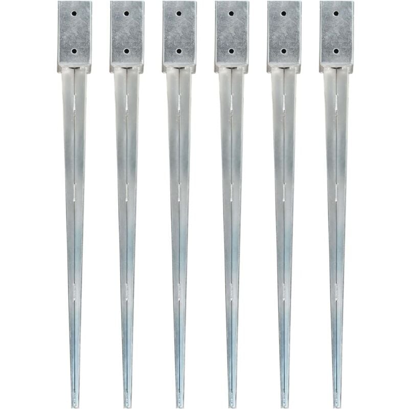 

vidaXL Picas de Tierra Acero Galvanizado Plateado 6 Unidades 7x7x90 cm