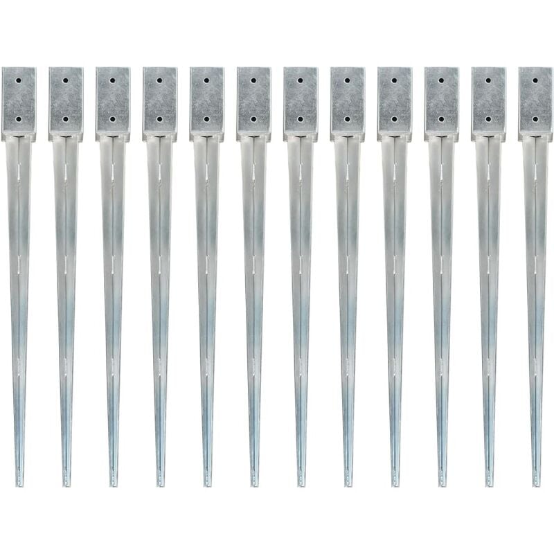 

Picas de Tierra Acero Galvanizado Plateado 12 Unidades 7x7x90 cm - Vidaxl