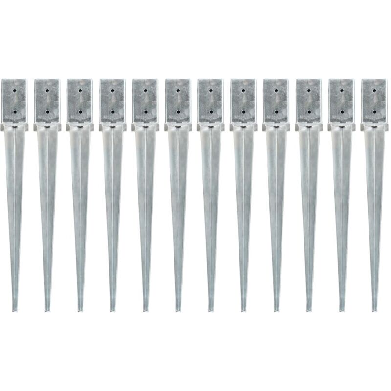 

Picas de Tierra Acero Galvanizado Plateado 12 Unidades 8x8x76 cm - Vidaxl