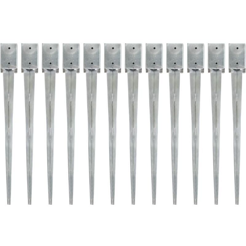 

Picas de Tierra Acero Galvanizado Plateado 12 Unidades 9x9x90 cm - Vidaxl
