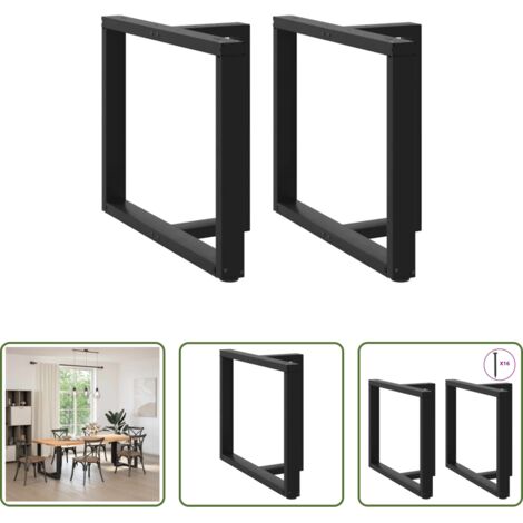 vidaXL Pied de table en acier -  Pieds de table à manger en T 2 pièces Noir 90x35x(72-73) cm Acier