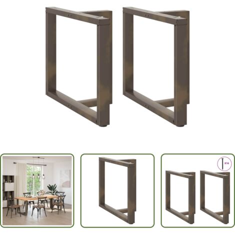 vidaXL Pied de table en acier -  Pieds de table à manger en T 2 pièces Noir 90x35x(72-73) cm Acier