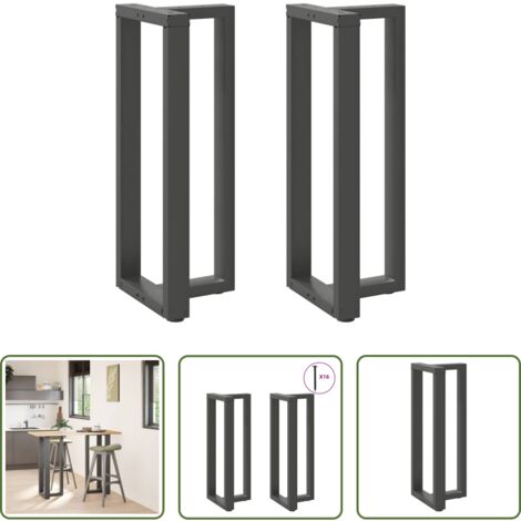 vidaXL Pied de table -  Pieds de table de bar en T, 2 pièces, anthracite, 50 x 35 x (100-101) cm, acier