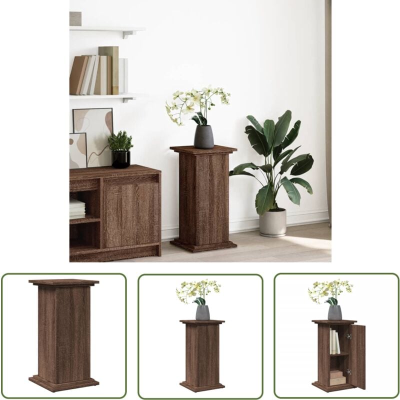 The Living Store - vidaXL Piédestal avec rangement chêne marron bois d'ingénierie