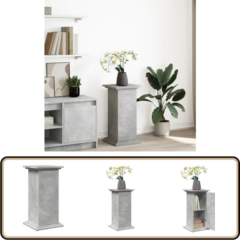Vidaxl - Piédestal avec rangement gris béton 31x30x60 cm bois ingénierie