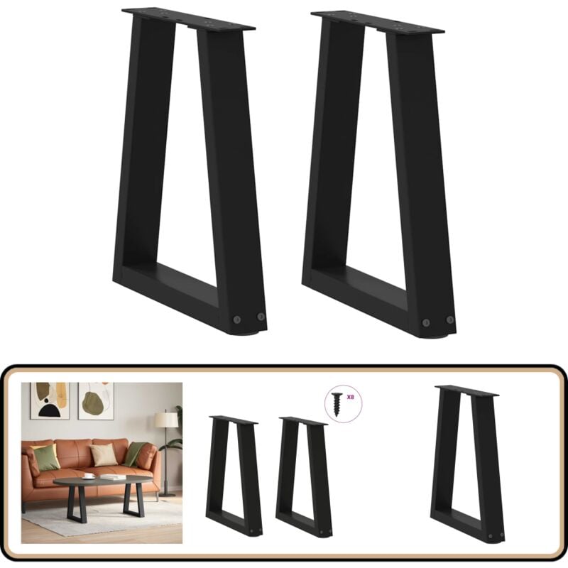 Pieds de table à manger en forme de v 2 pcs noir 28x(42-43,3)cm - Vidaxl