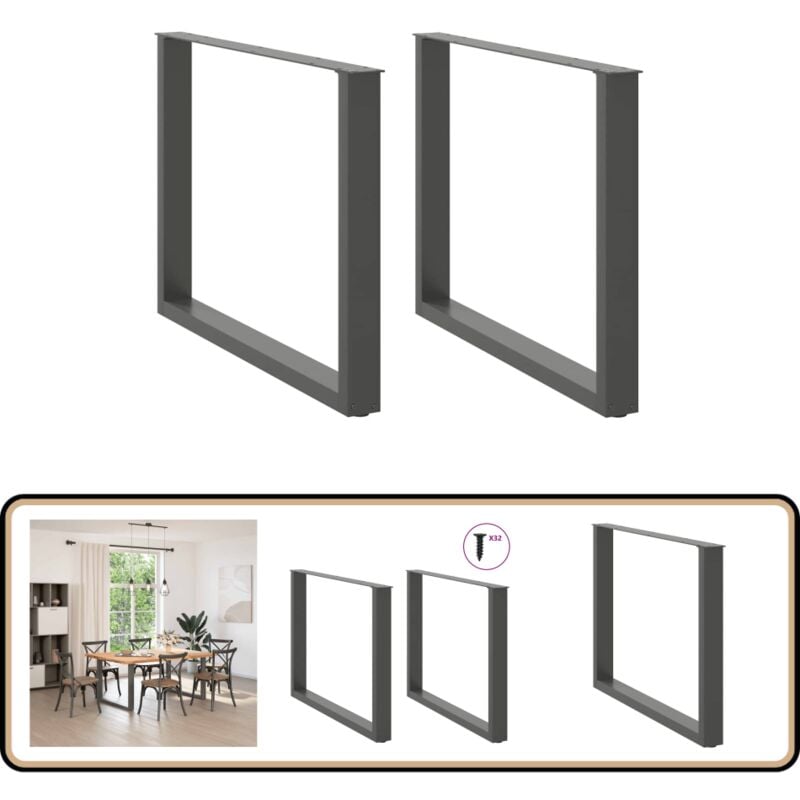 Pieds de table à manger forme de u 2 pcs 100x(72-73) cm acier - Vidaxl