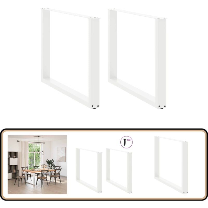 Pieds de table à manger forme de u 2 pcs blanc 100x(72-73) cm - Vidaxl