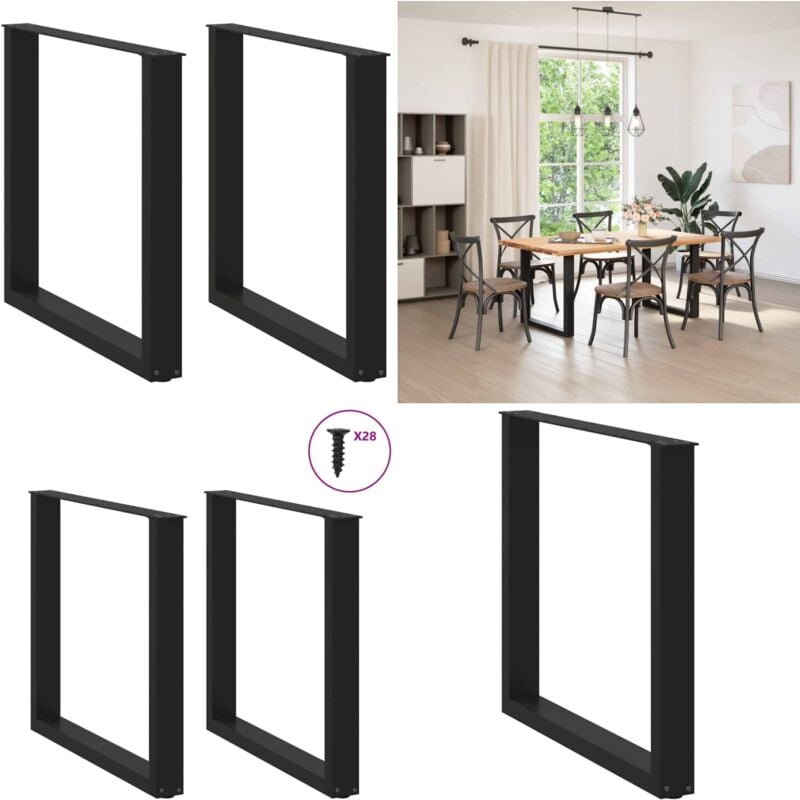 Pieds de table à manger forme de u 2 pcs noir 80x(72-73) cm - Vidaxl