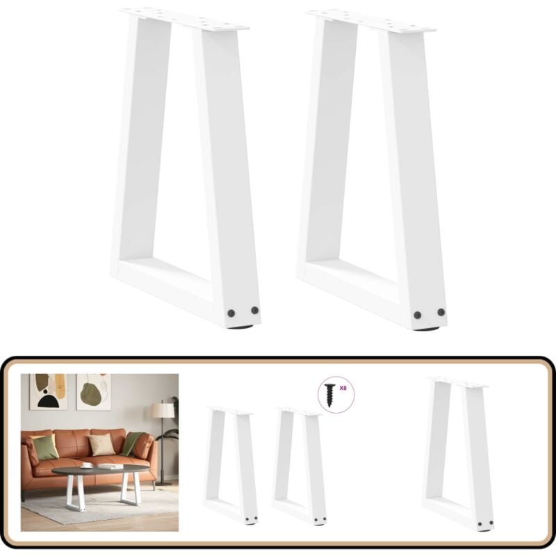 Pieds de table à manger forme de v 2 pcs blanc 28x(42-43,3) cm - Vidaxl