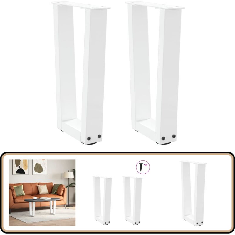 Pieds de table à manger forme de v 2 pcs blanc 28x(42-43,3) cm - Vidaxl