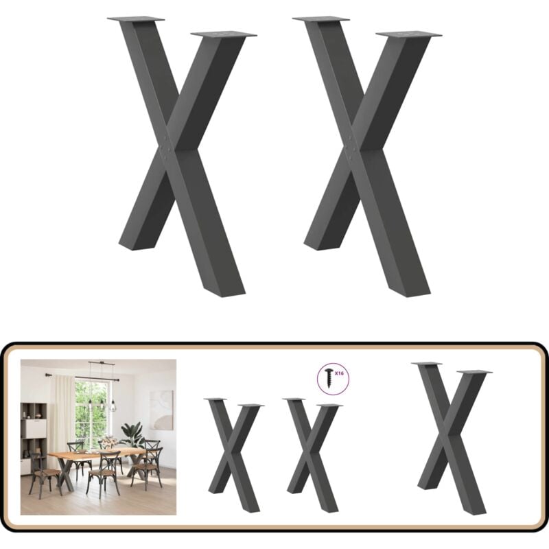 Vidaxl - Pieds de table à manger forme de x 2 pcs 70x(72-73) cm acier
