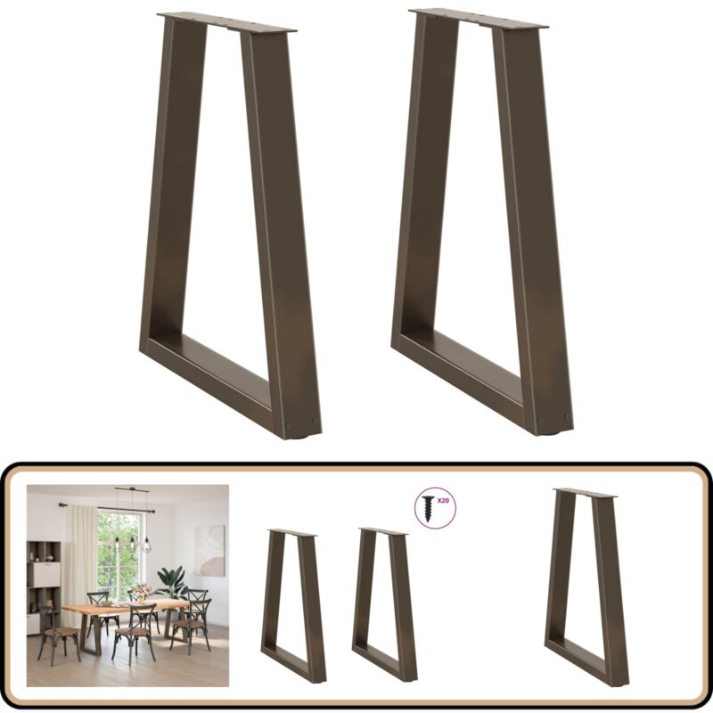 Vidaxl - Pieds de table à manger forme v 2 pcs acier naturel acier