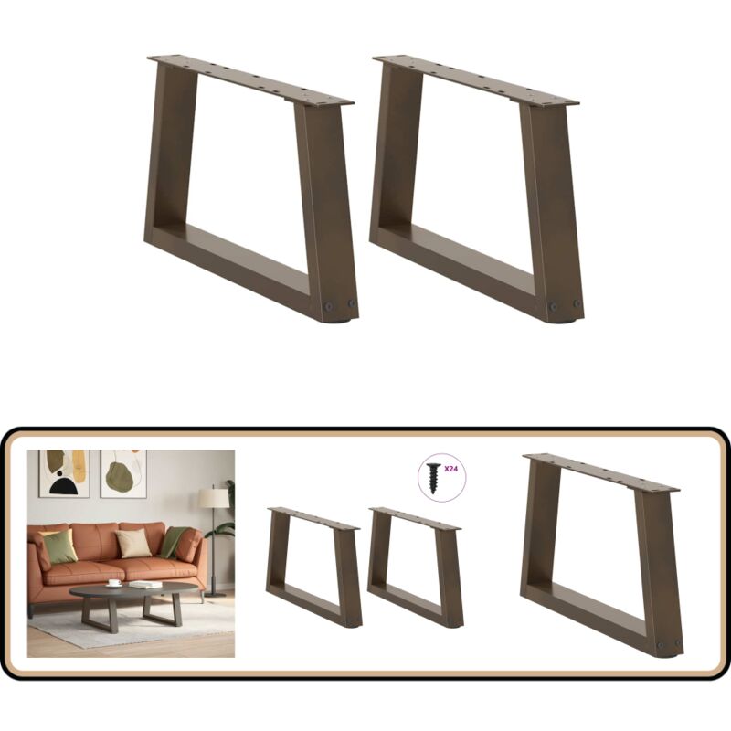 vidaXL Pieds de table à manger forme V 2 pcs acier naturel acier