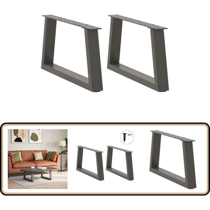 Pieds de table à manger forme v 2 pcs anthracite 60x(30-31,3)cm - Vidaxl