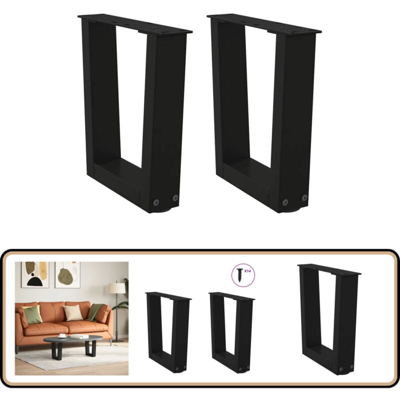 vidaXL Pieds de table à manger forme V 2 pcs noir 30x(30-31,3)cm acier