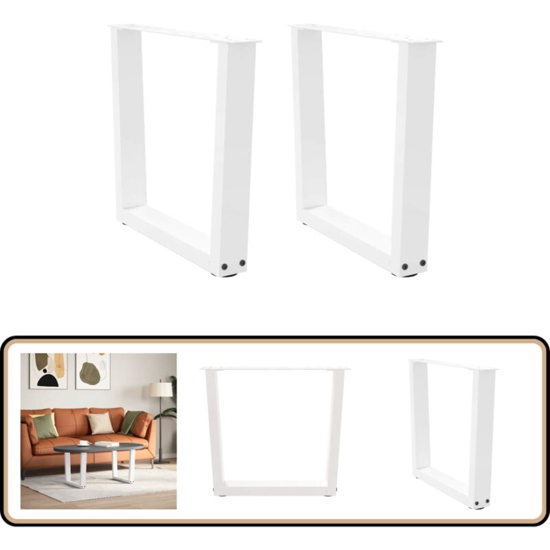 Pieds de table à manger forme v 2pcs blanc 60x(42-43,3)cm acier - Vidaxl