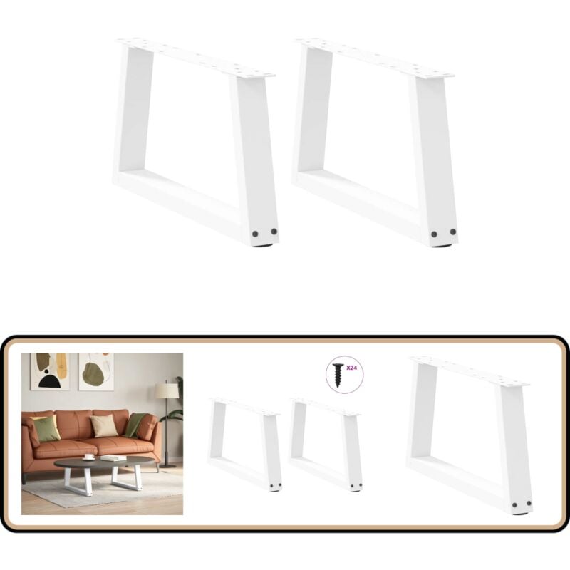 Vidaxl - Pieds de table à manger forme v 2pcs blanc 70x(30-31,3)cm acier