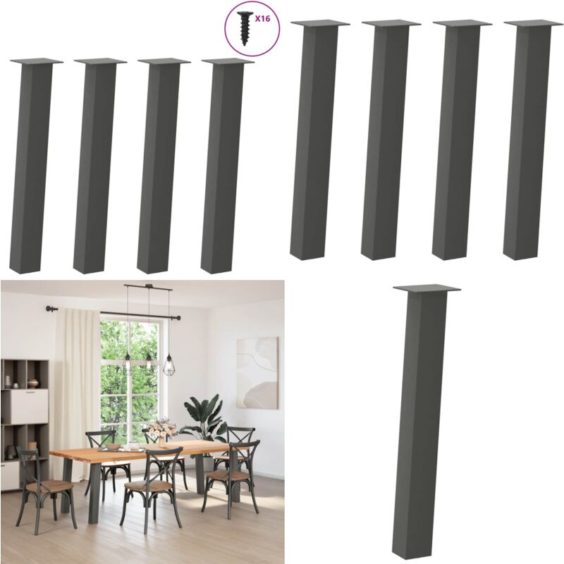 vidaXL Pieds de table basse 4 pcs anthracite 72 cm acier