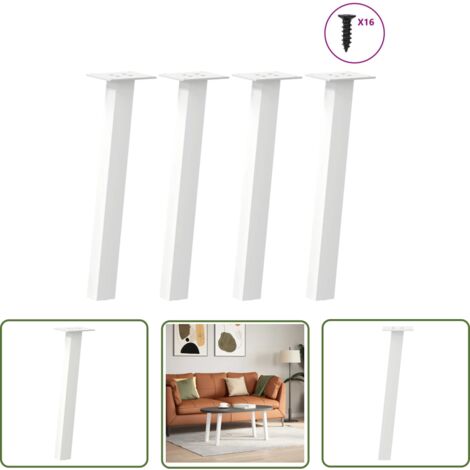 vidaXL Pieds de table basse 4 pcs blanc 30 cm acier