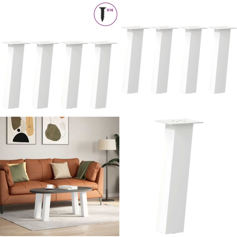 Pieds de table basse 4 pcs blanc 42 cm acier - Vidaxl