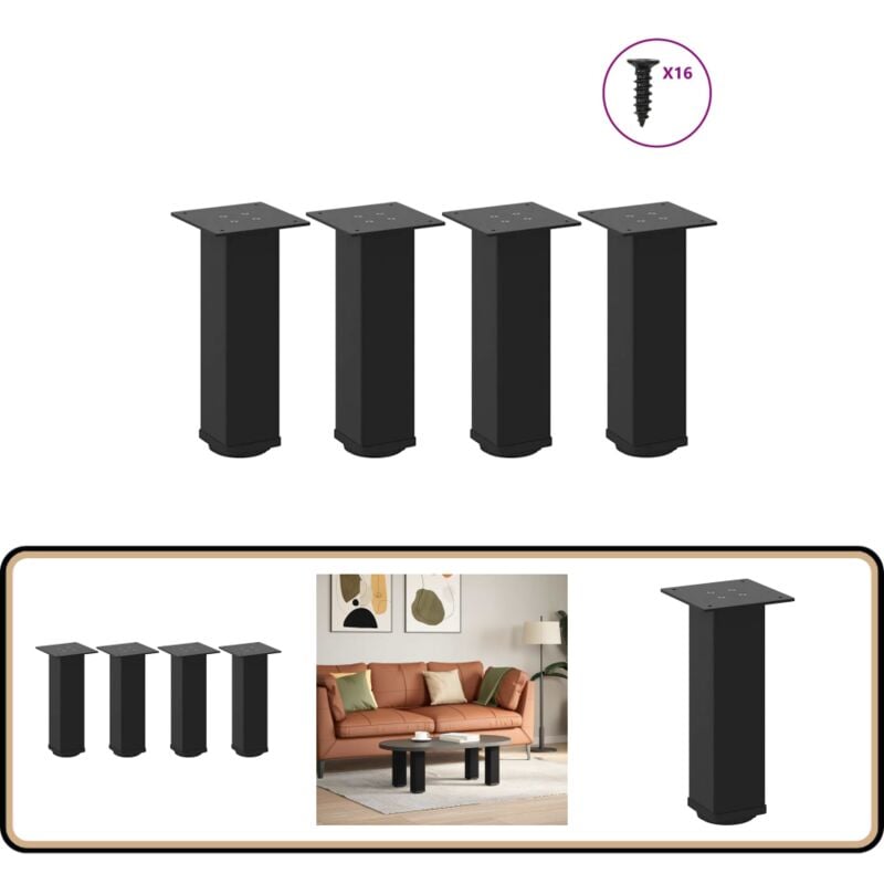 Vidaxl - Pieds de table basse 4 pcs noir 30-32 cm acier