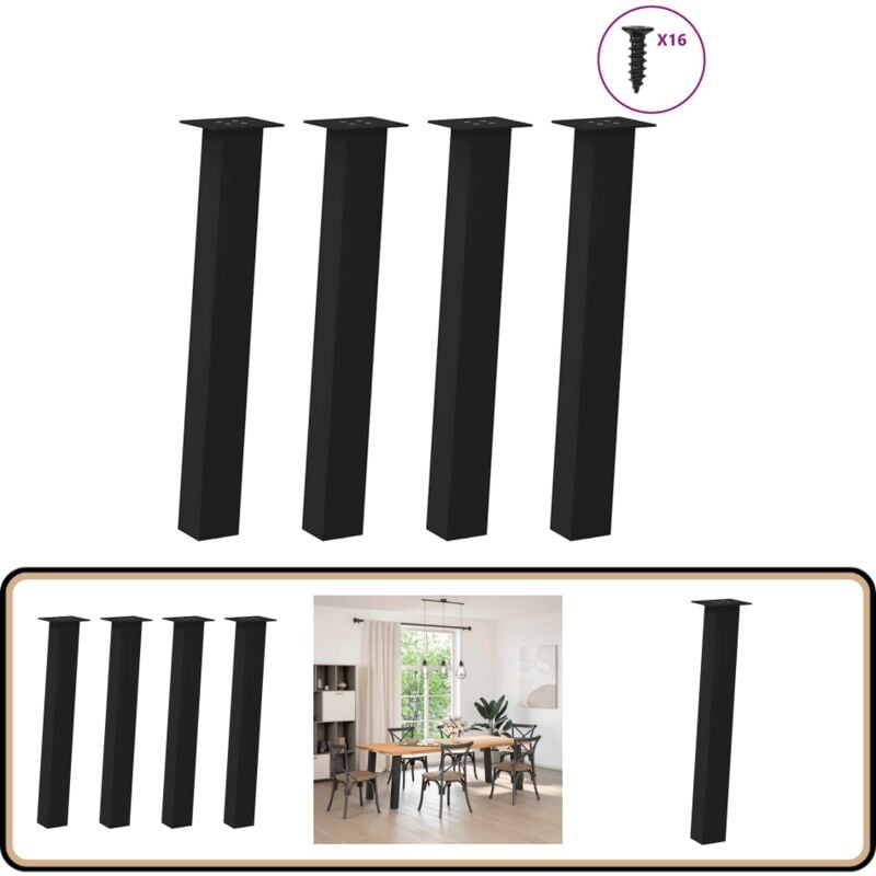 Pieds de table basse 4 pcs noir 72 cm acier - Vidaxl