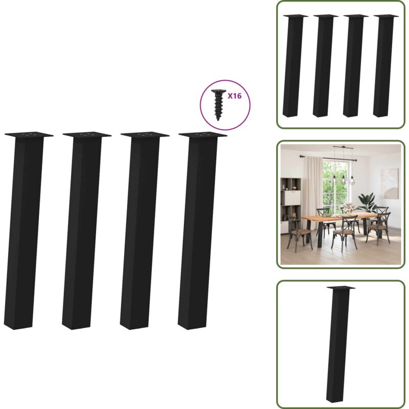 The Living Store - vidaXL Pieds de table basse 4 pcs noir 72 cm acier