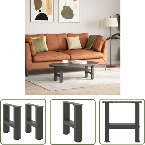 vidaXL Pieds de table basse anthracite 2 pcs 30x(30-31) cm acier