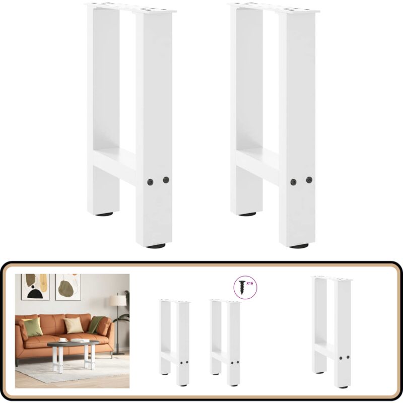 Vidaxl - Pieds de table basse blanc 2 pcs 28x(42-43) cm acier