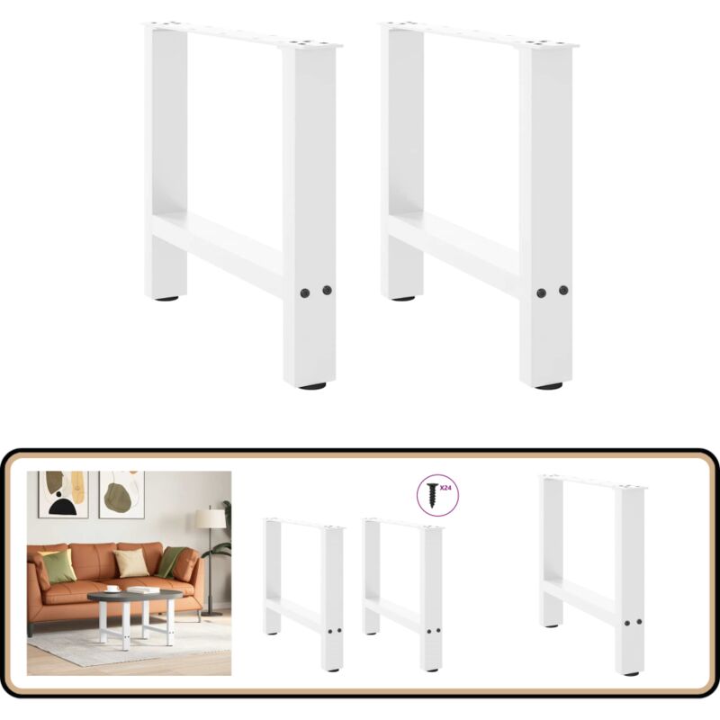 Vidaxl - Pieds de table basse blanc 2 pcs 60x(42-43) cm acier