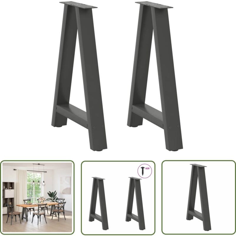 The Living Store - vidaXL Pieds de table basse forme de a 2 pcs anthracite 50x(72-73) cm