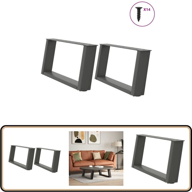 Pieds de table basse forme de u 2 pcs anthracite 70x(30-31) cm - Vidaxl
