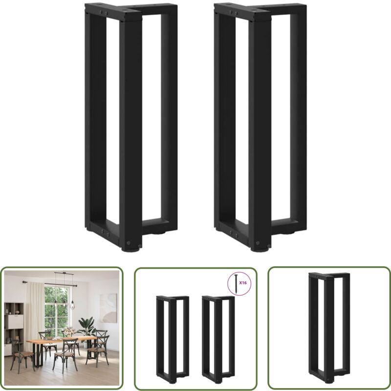 The Living Store - vidaXL Pieds de table console forme de T 2 pcs noir 38x25x(72-73) cm